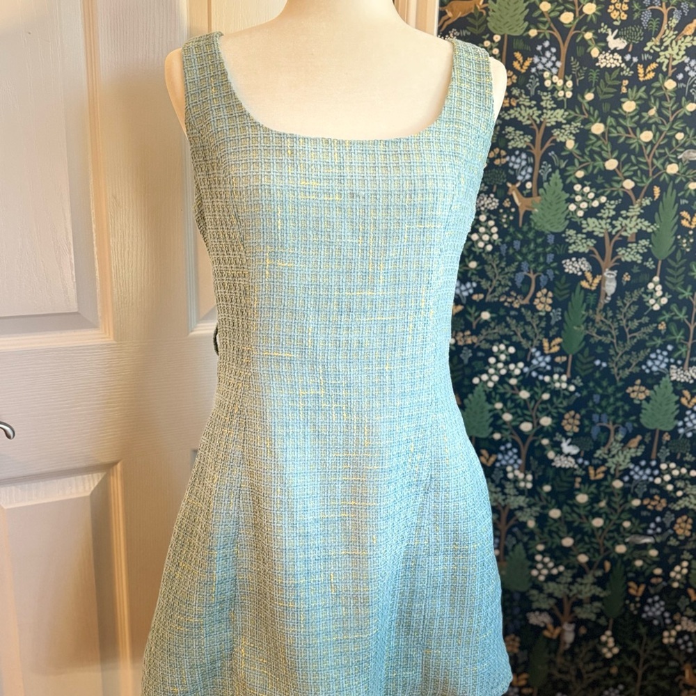 Cider Light Blue Tweed Mini Dress